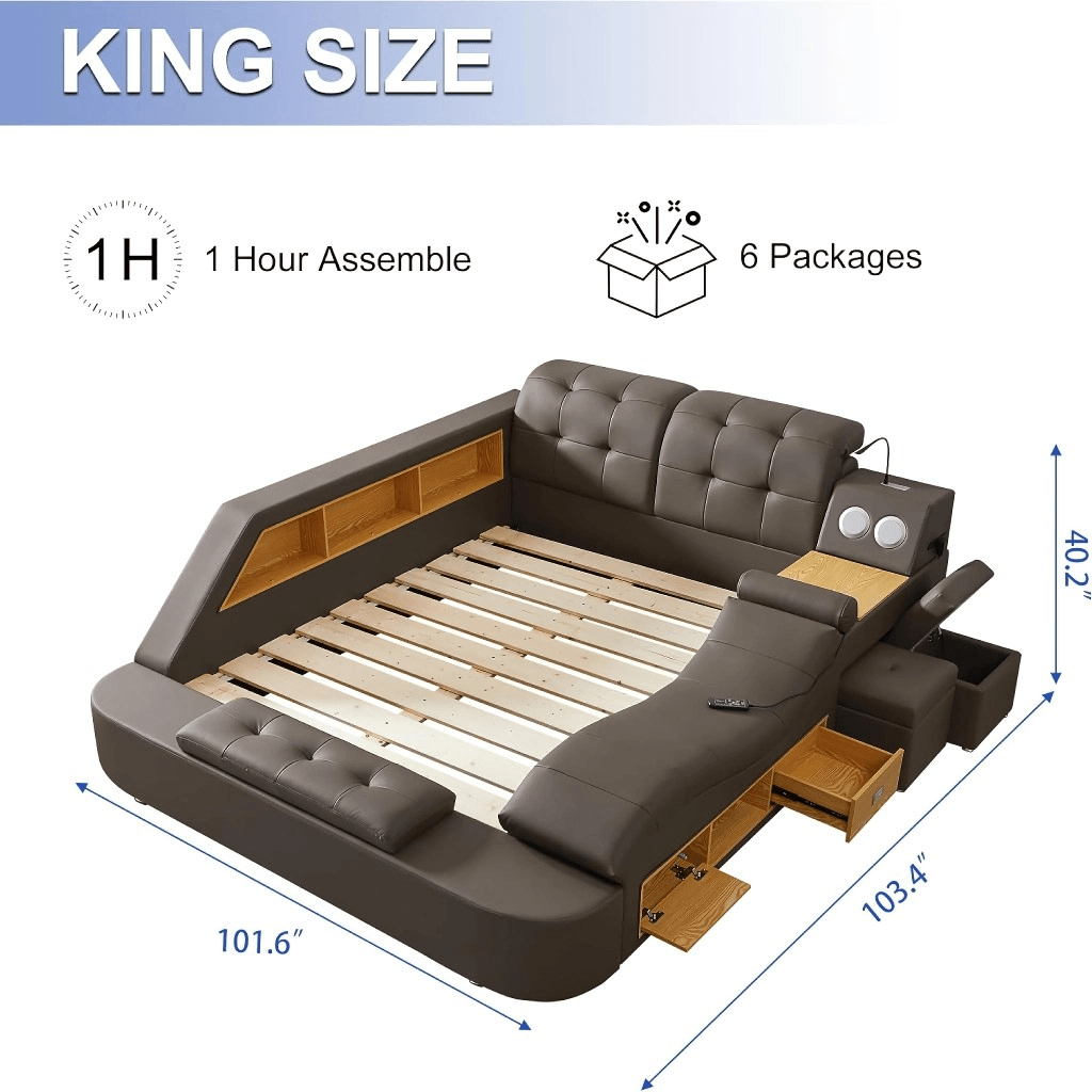 Lit king intelligent de luxe avec fauteuil inclinable de massage