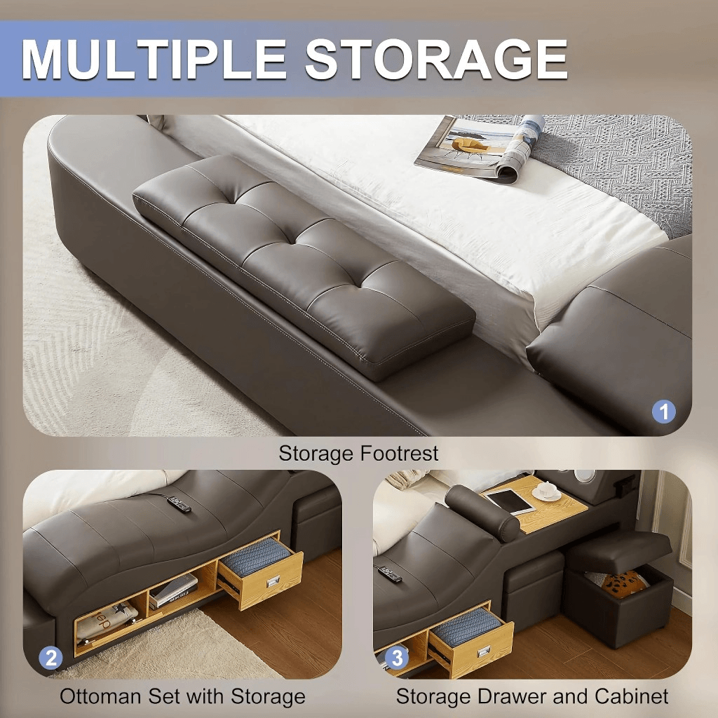Lit king intelligent de luxe avec fauteuil inclinable de massage
