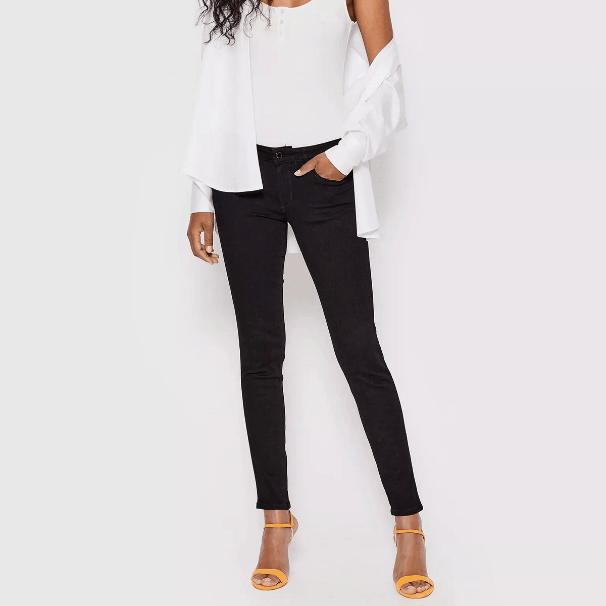 GUESS Jean stretch taille haute noir pour femme