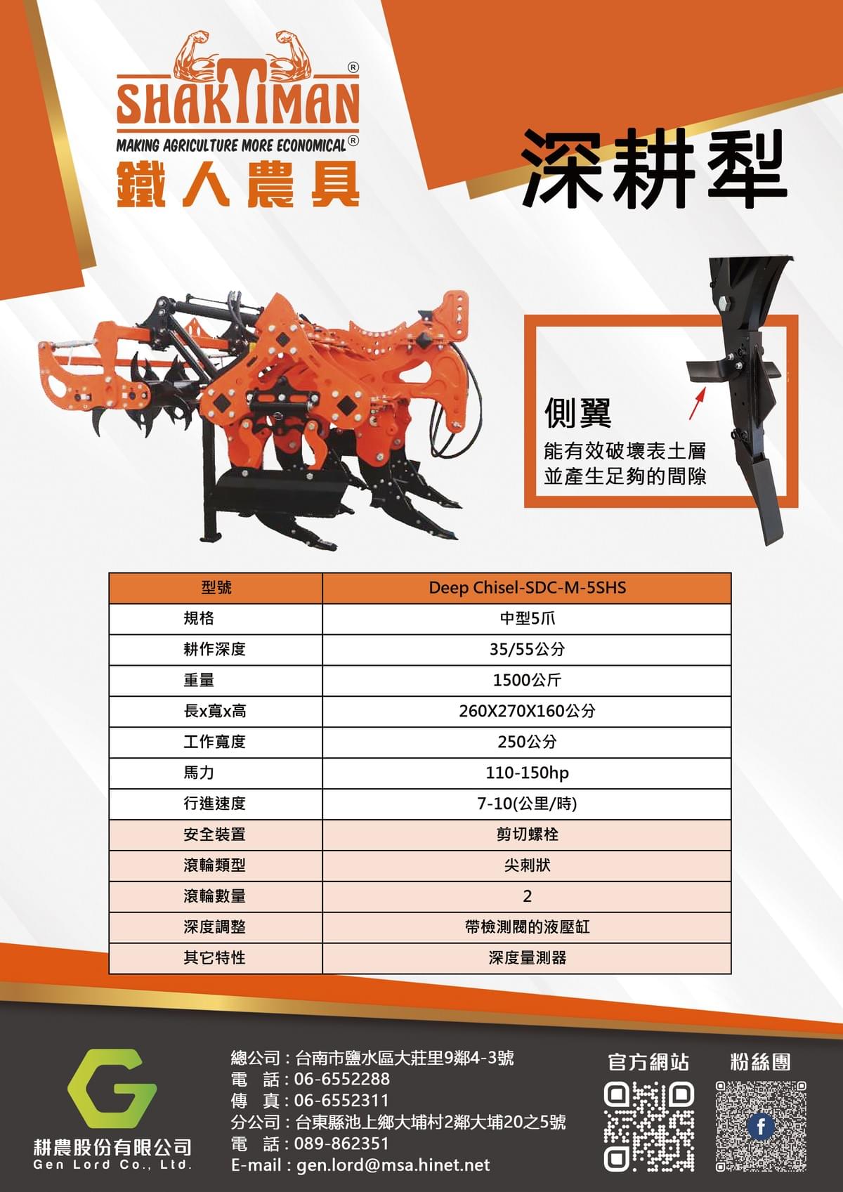 鐵人-深耕犁(5爪-SDC) 