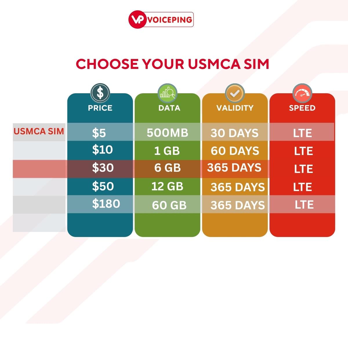 365 Days, 60 GB USMCA Sim