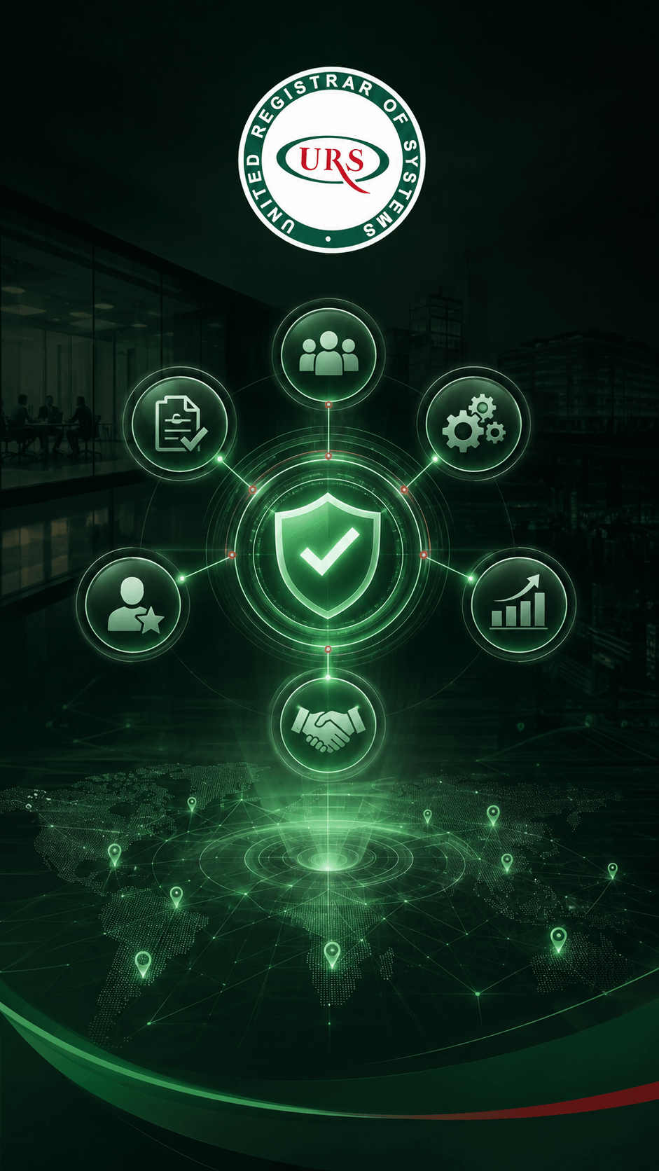 Visual explanation of how ISO 9001 contributes to organizing processes, improving quality, and increasing performance efficiency within an organization.