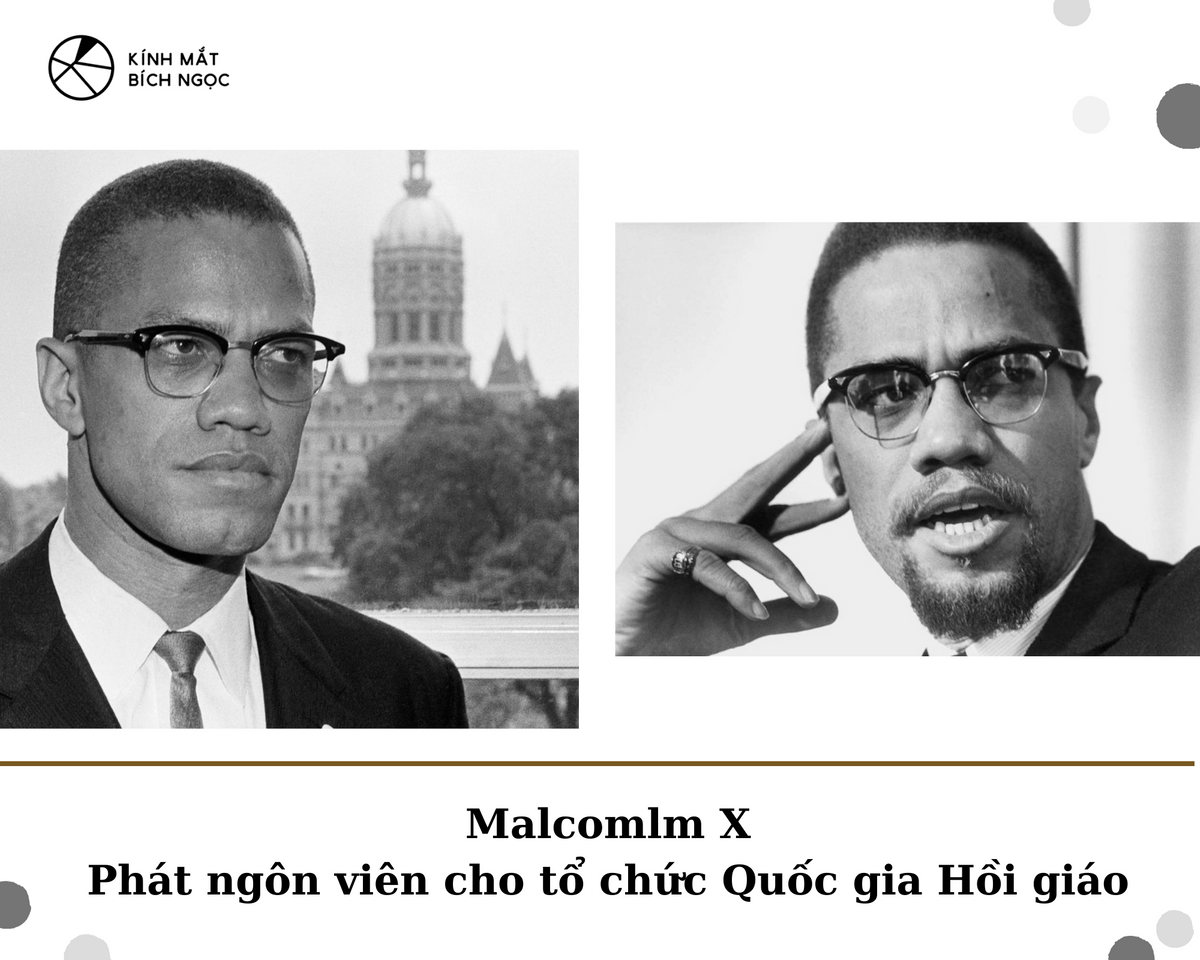 Malcomlm X người thường xuyên đeo kính Browline