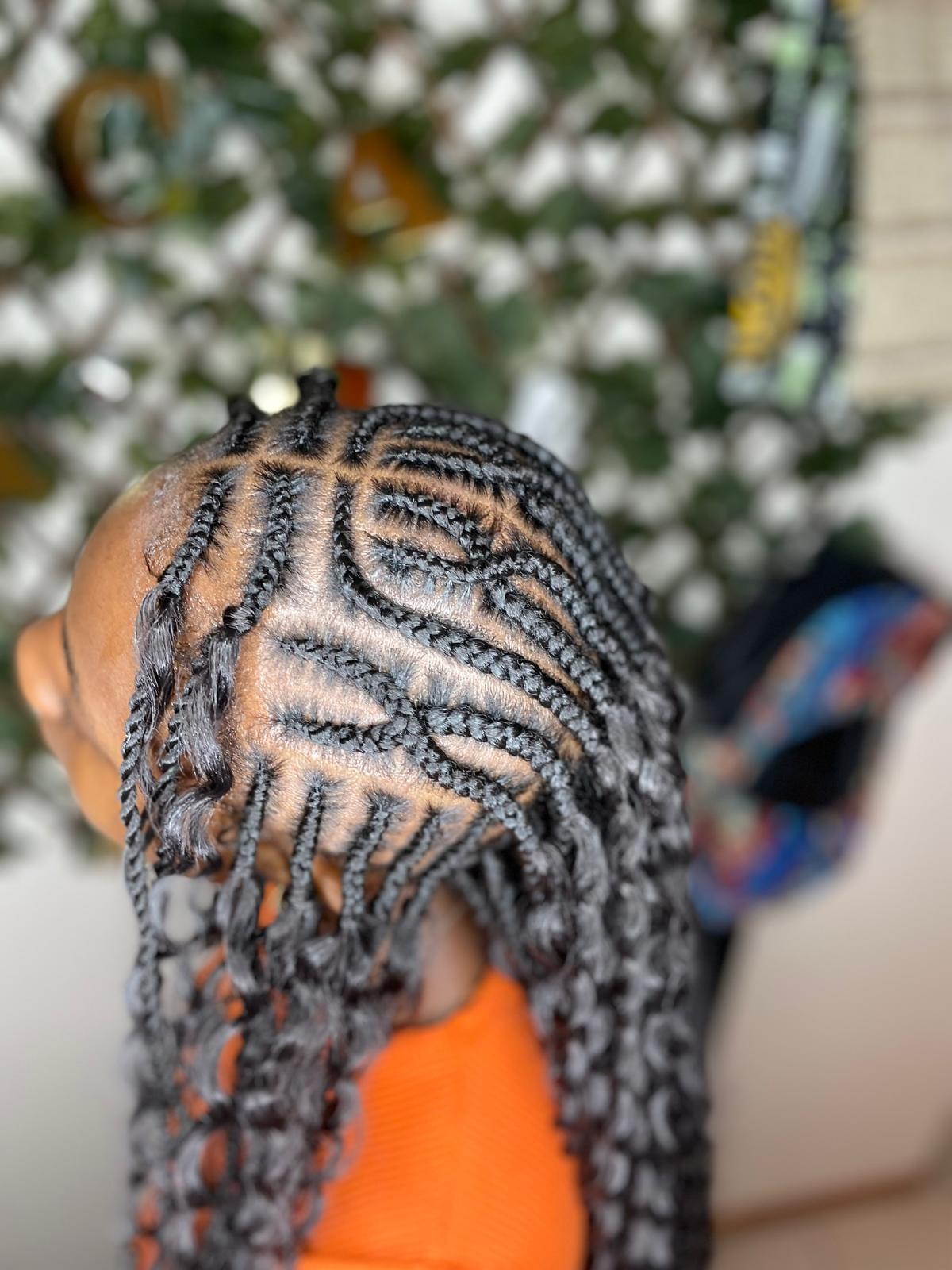  twist Nattes collées avec motifs avec boucles (adulte) à partir de