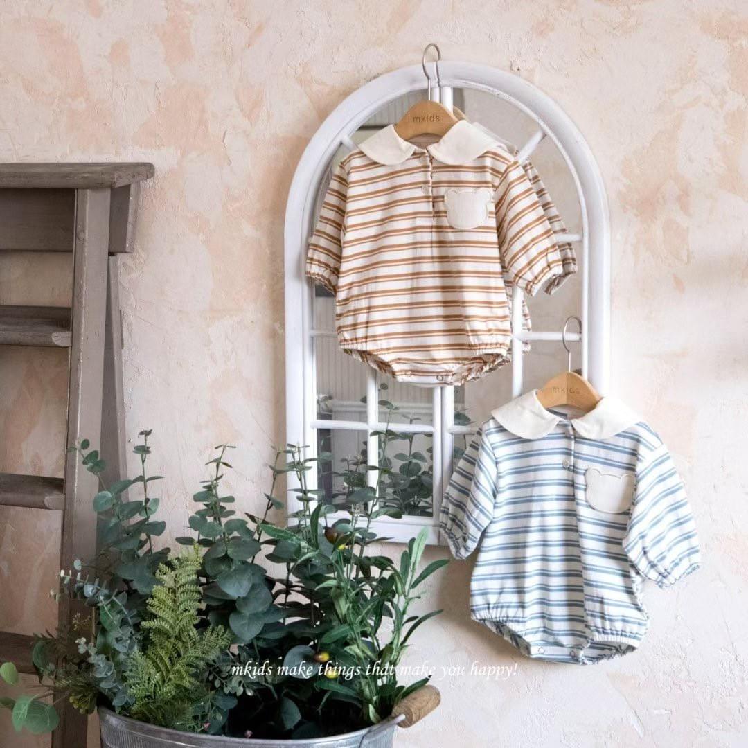 小熊條紋包屁衣