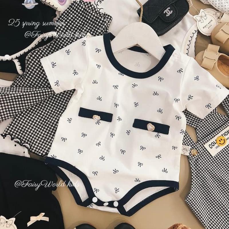 白色小花結連身衣