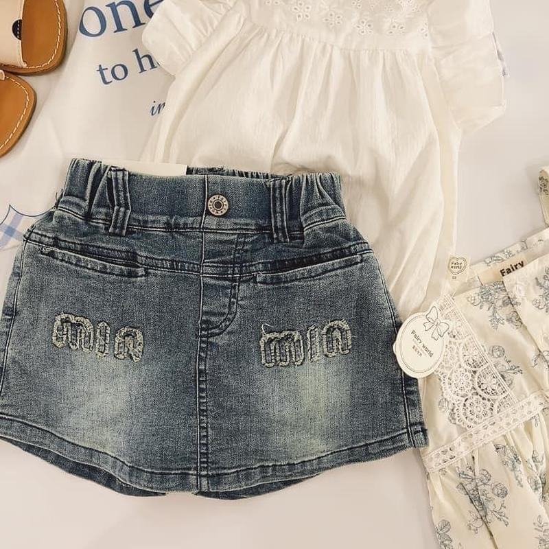 繡花min牛仔裙褲