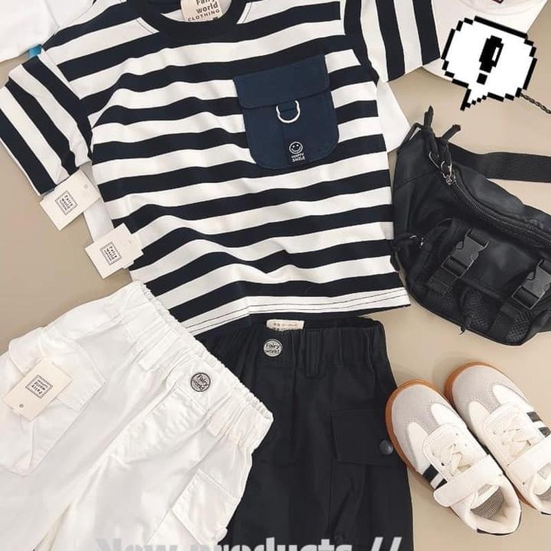 條紋口袋微笑潮T