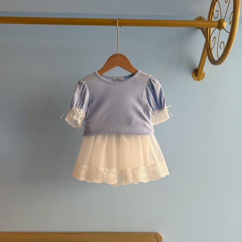 韓國-COCO Ribbon 蕾絲袖上衣