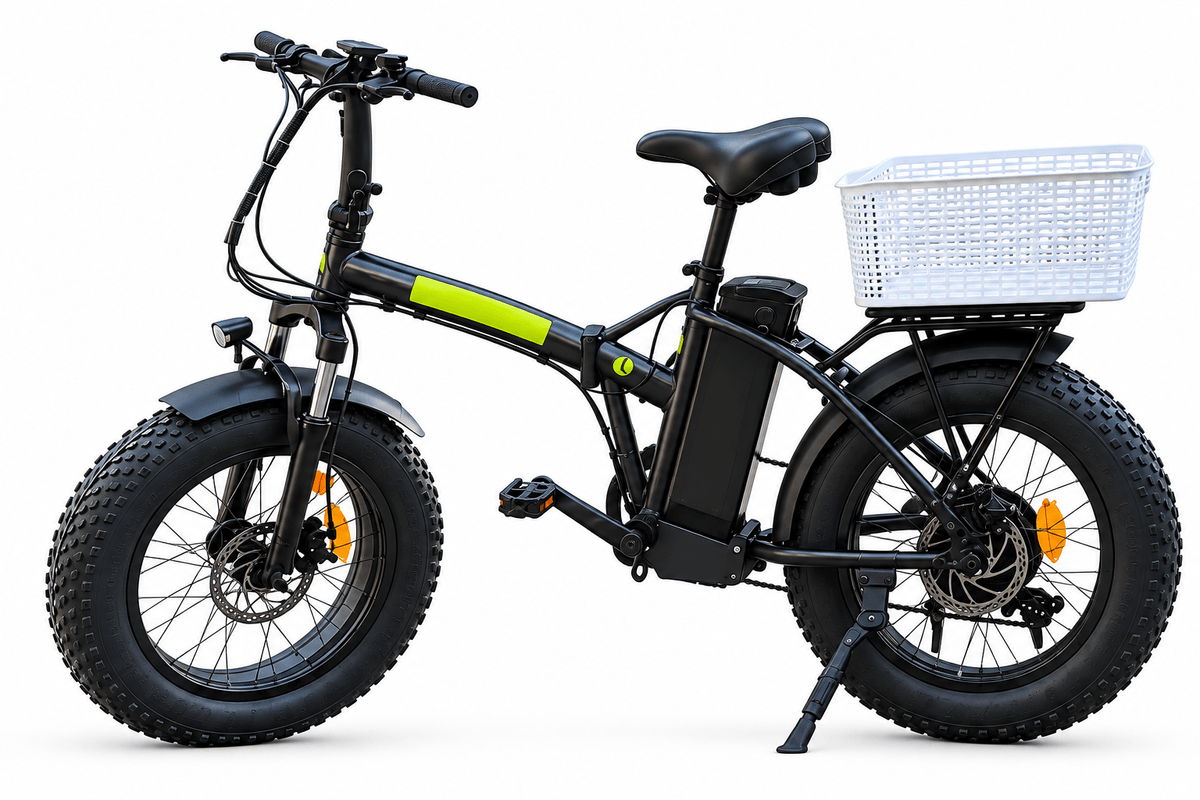 Vélo électrique CRZ avec panier blanc — réservation auprès de Kay Séréni à Terre-de-Haut