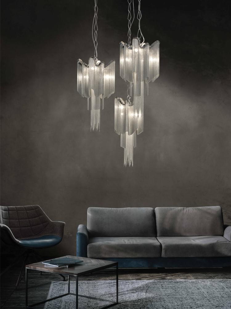 Modern Waterfall Pendant in Nickel Gold Black Nickel for Dining Room