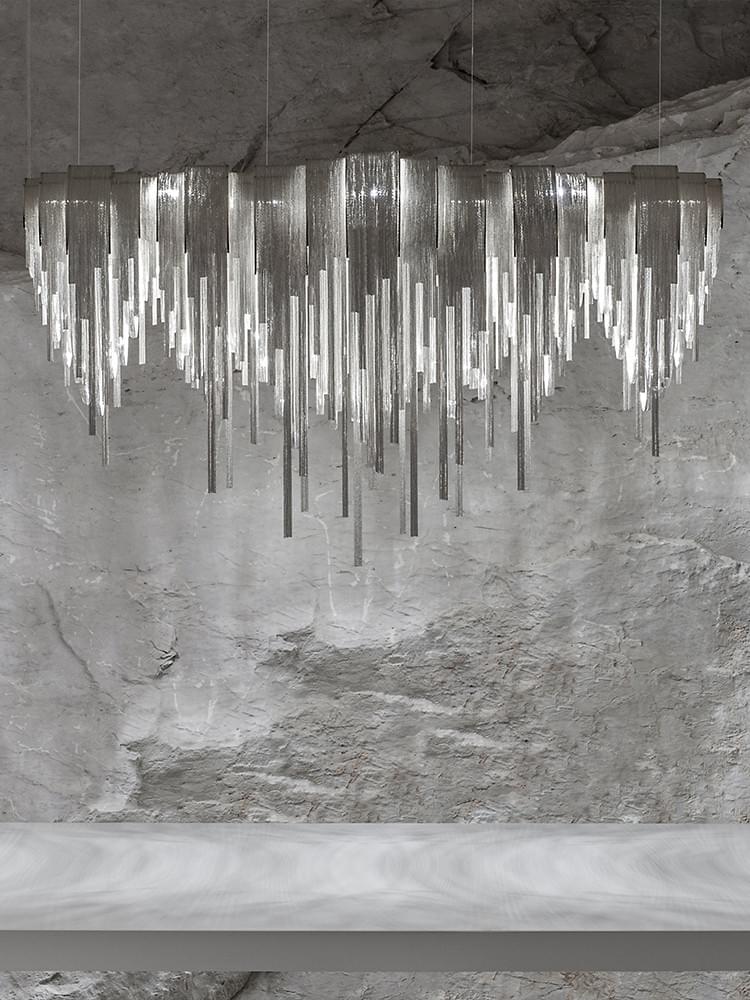  Modern Art Deco Style Metal Tassel LED Chandelier for Luxury Living Room