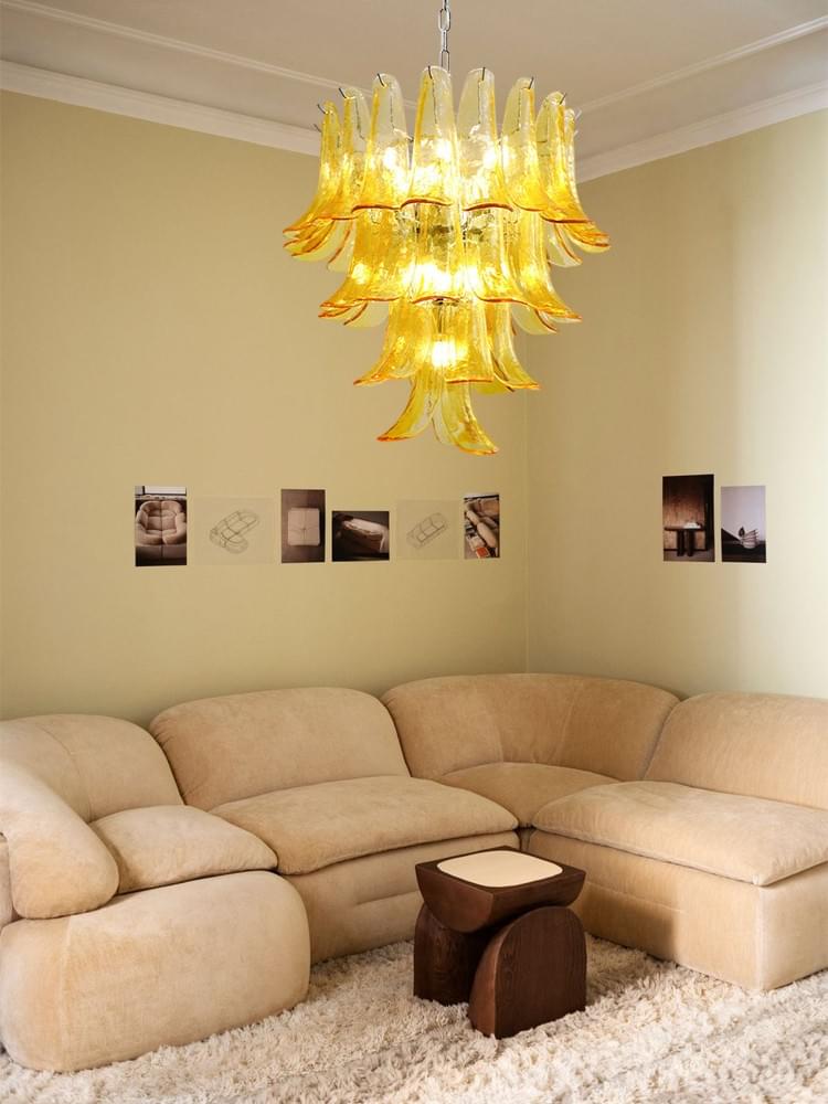 Cascading Petal Statement Chandelier - Modern Artistic Lighting for Living Rooms & Dining Areas