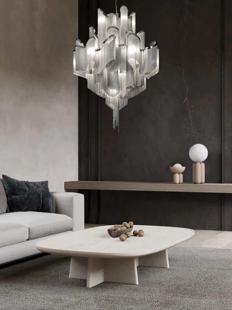 Modern Waterfall Chandelier in Nickel Gold Black Nickel for Dining Room