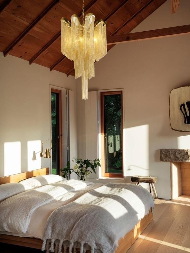 Modern Waterfall Pendant in Nickel Gold Black Nickel for Dining Room