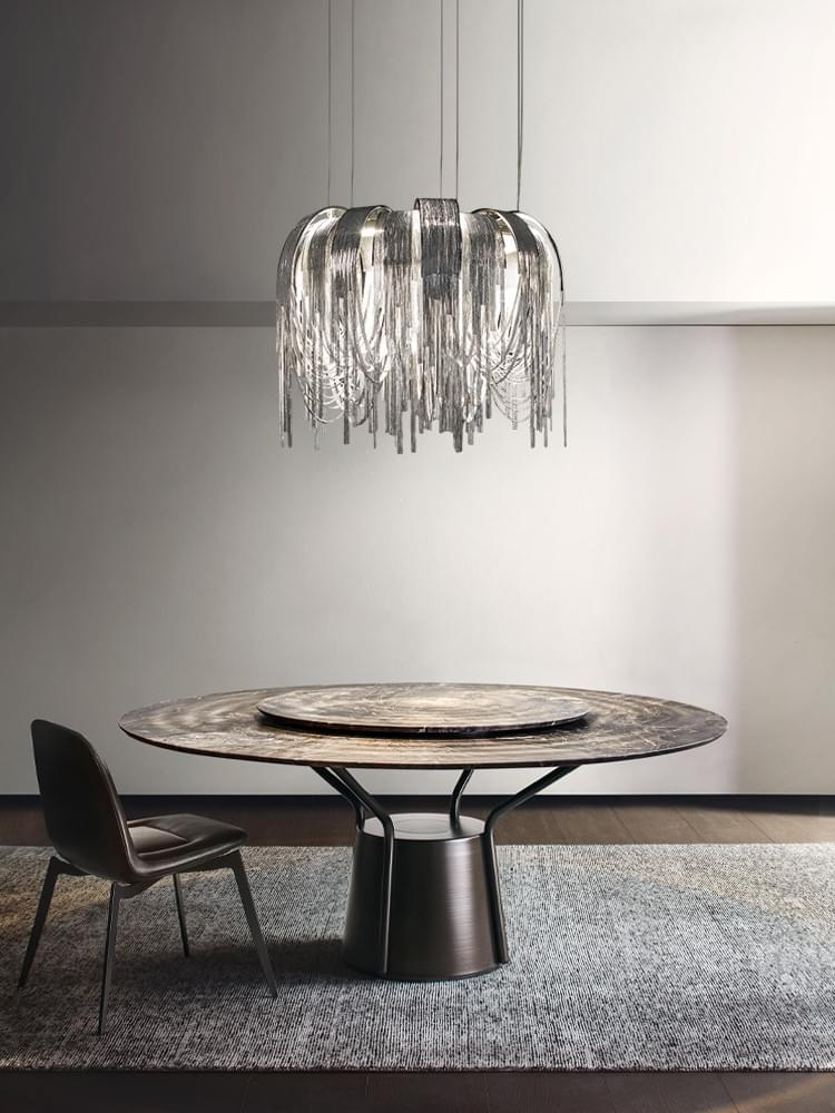  Modern Art Deco Style Metal Tassel LED Chandelier for Luxury Living Room