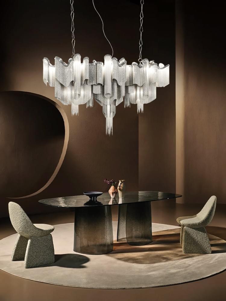 Modern Waterfall Pendant in Nickel Gold Black Nickel for Dining Room