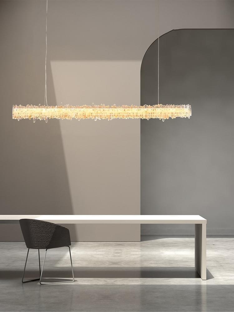 Large Modern Crystal Linear Pendant Lighti  for Kitchen Island - Adjustable Rod Fixtures