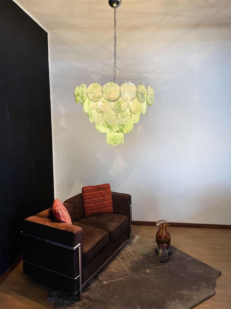 Modern multi-layer Chandelier Artistic Green Glass for Kitchen Island & Living Room