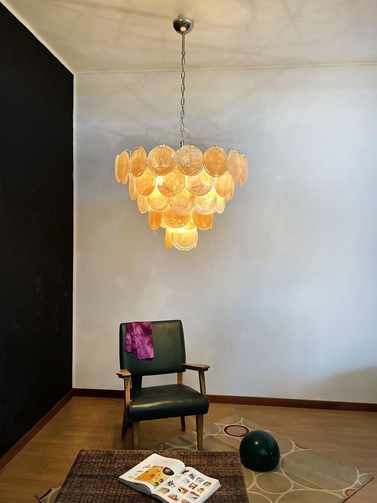 Yellow Glass Handmade Pendant Art Deco Hanging Light for Dining Room