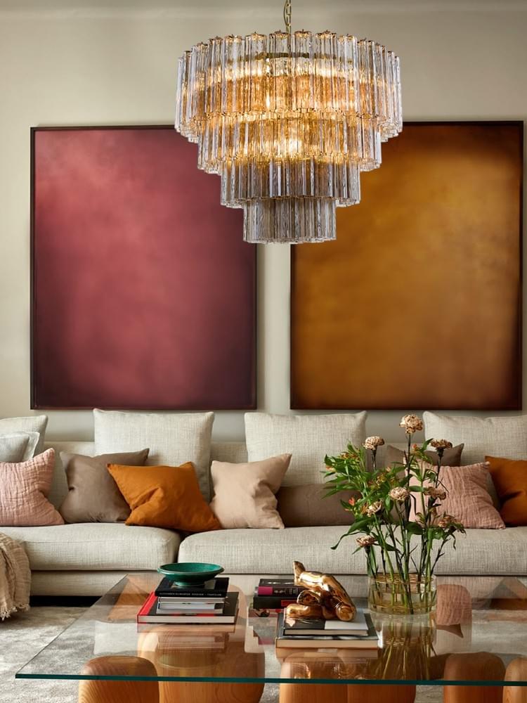 Murano 4-Tier Chandelier 78pcs Glass Crystal Ceiling Light Fixture for Luxury Dining Room