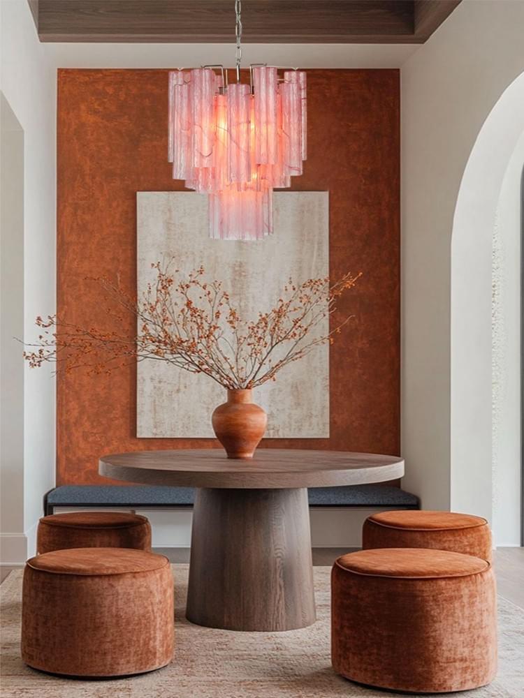 Modern Murano Crystal Pendant - 15 Handblown Glass waterfall Tubes for entrances