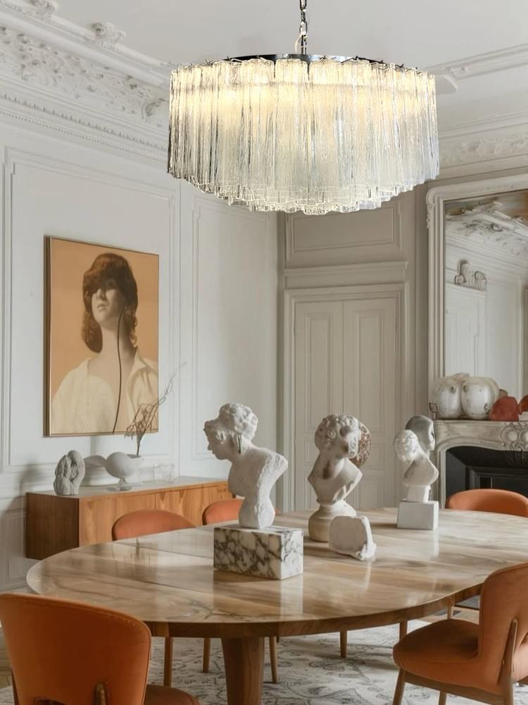 Murano Crystal Chandelier - 101 Handblown Tubular Glass Luxury Lights for Living Room