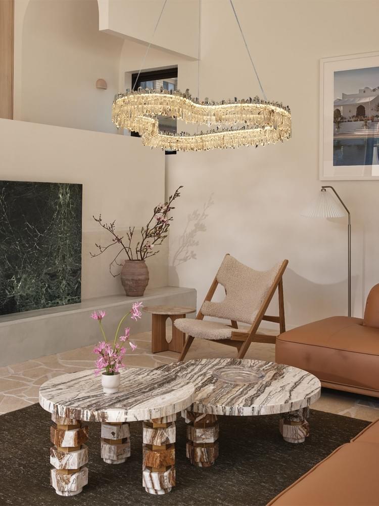 Luxury Modern Crystal Chandelier: Irregular design Adjustable Pendant Light for High-End Interiors