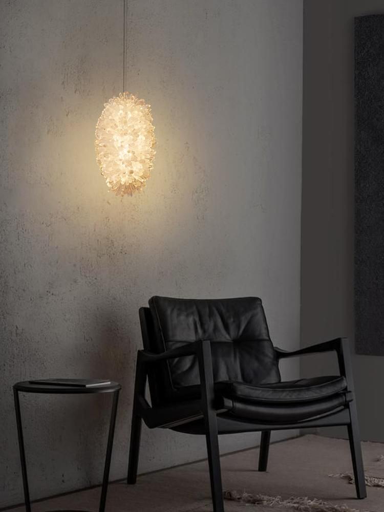 Unique Crystal Cluster Pendant Light-Adjustable Rod Hanging Pendant Light for Living Room & Bedroom