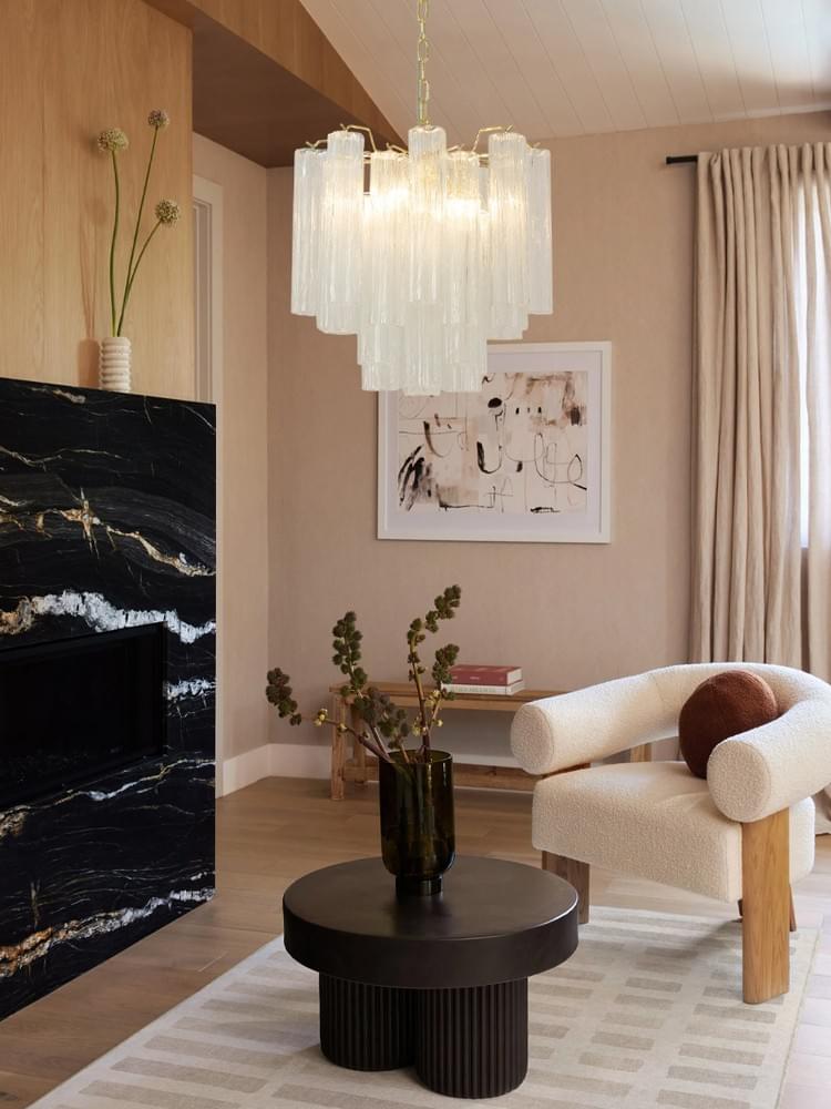 Modern Mutil-Layer Lights 36 Glass Rod Brass/Chrome Lorelei Waterfall Round Pendant for Living Room