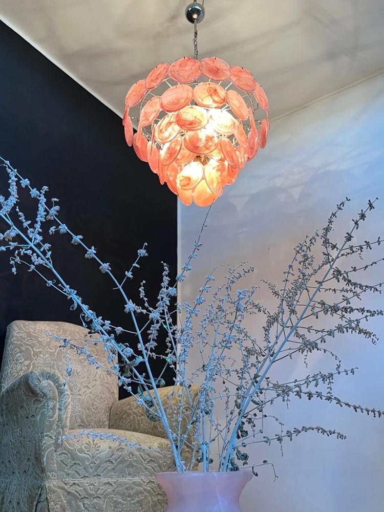 Mid-Century Modern Glass Chandelier Art Deco Hanging Lamp for Dining Room & Foyer