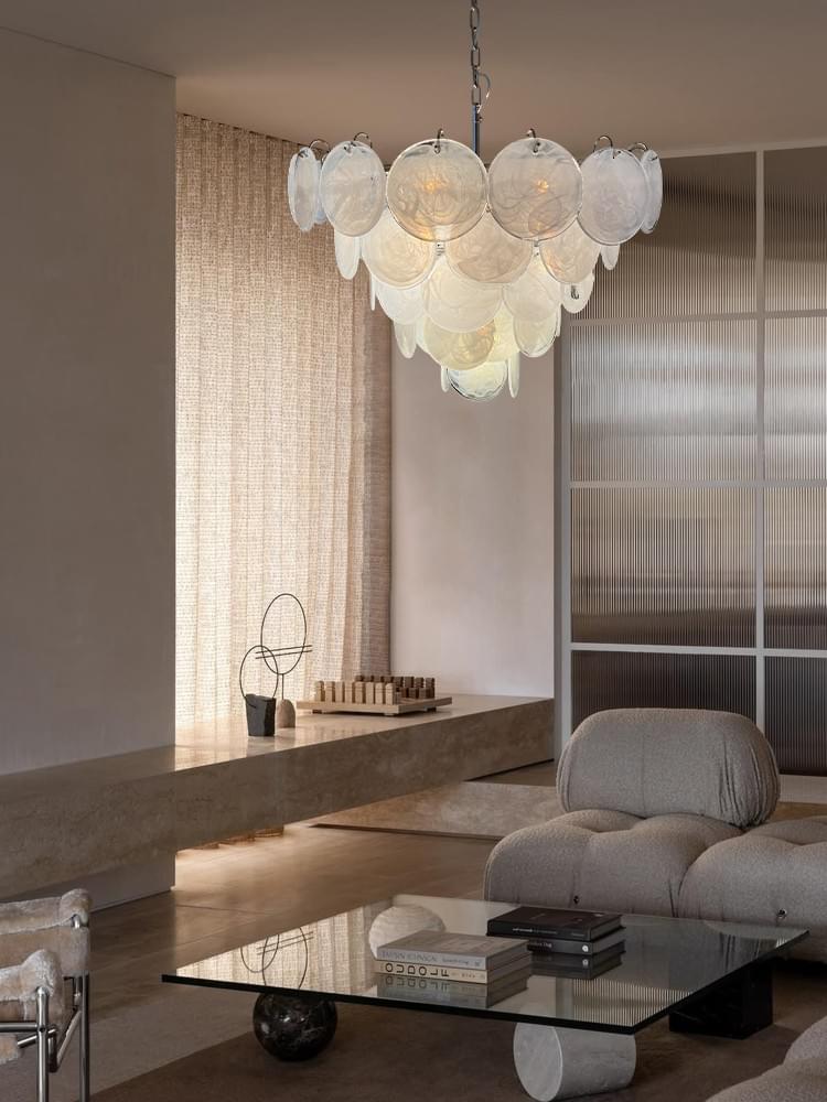 Modern Artistic Light Blue Glass Chandelier for Kitchen Island & Living Room