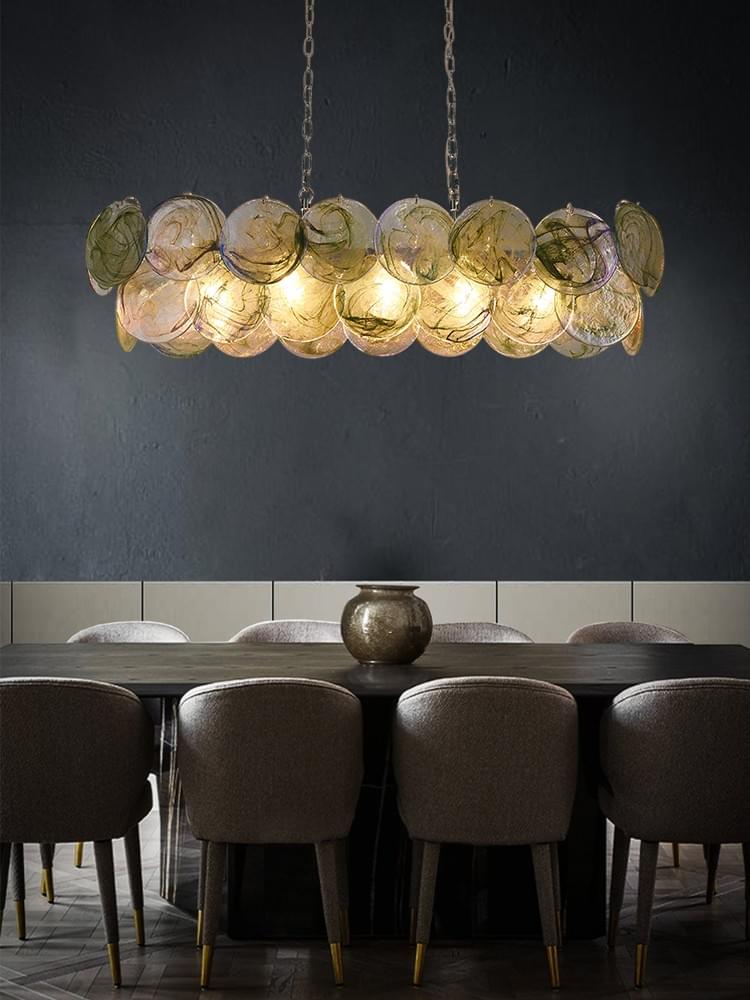 Modern Hand Blown Colorful 2-Layer Glass Chandelier Statement Light for living Room