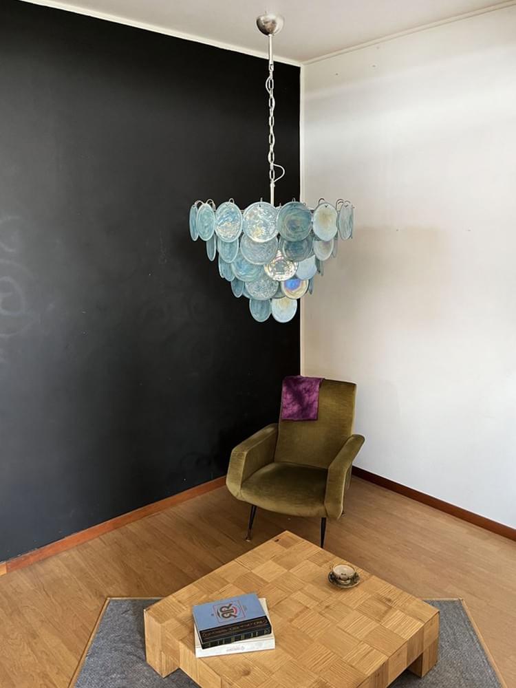 Modern Hand Blown Colorful 2-Layer Glass Chandelier Statement Light for living Room