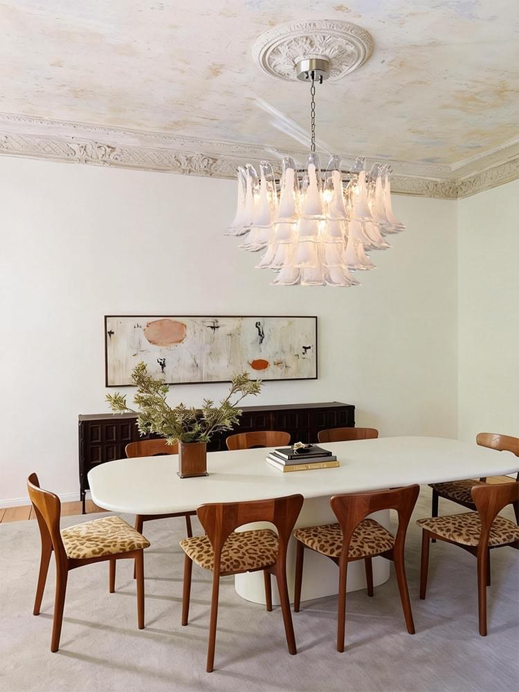 Murano Glass Petal Chandelier - Hand-Blown Cascade Glass Desiges , Luxury Lighting for Living Room
