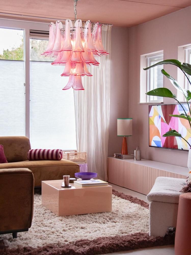 Cascading Petal Statement Chandelier - Modern Artistic Lighting for Living Rooms & Dining Areas