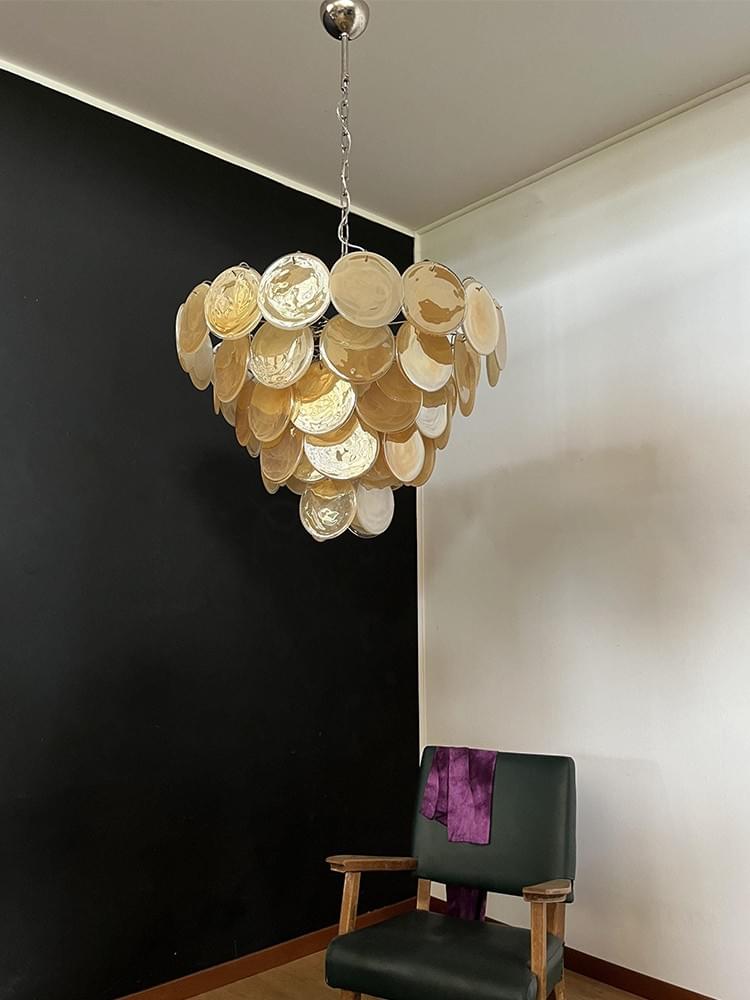 Yellow Glass Handmade Pendant Art Deco Hanging Light for Dining Room