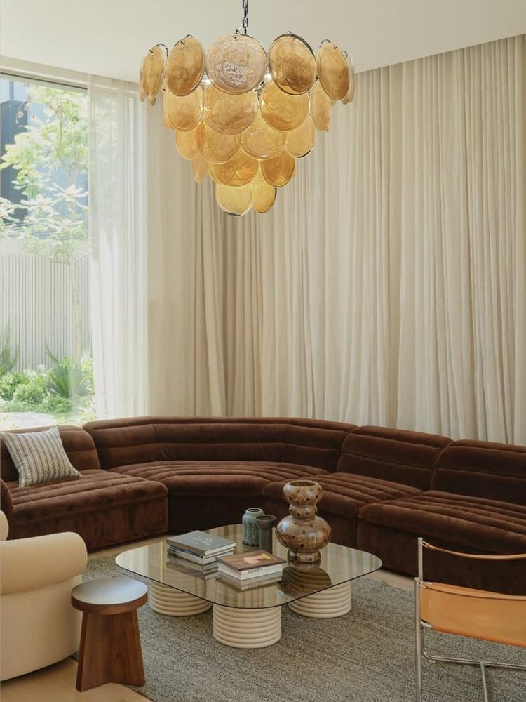 Yellow Glass Handmade Pendant Art Deco Hanging Light for Dining Room