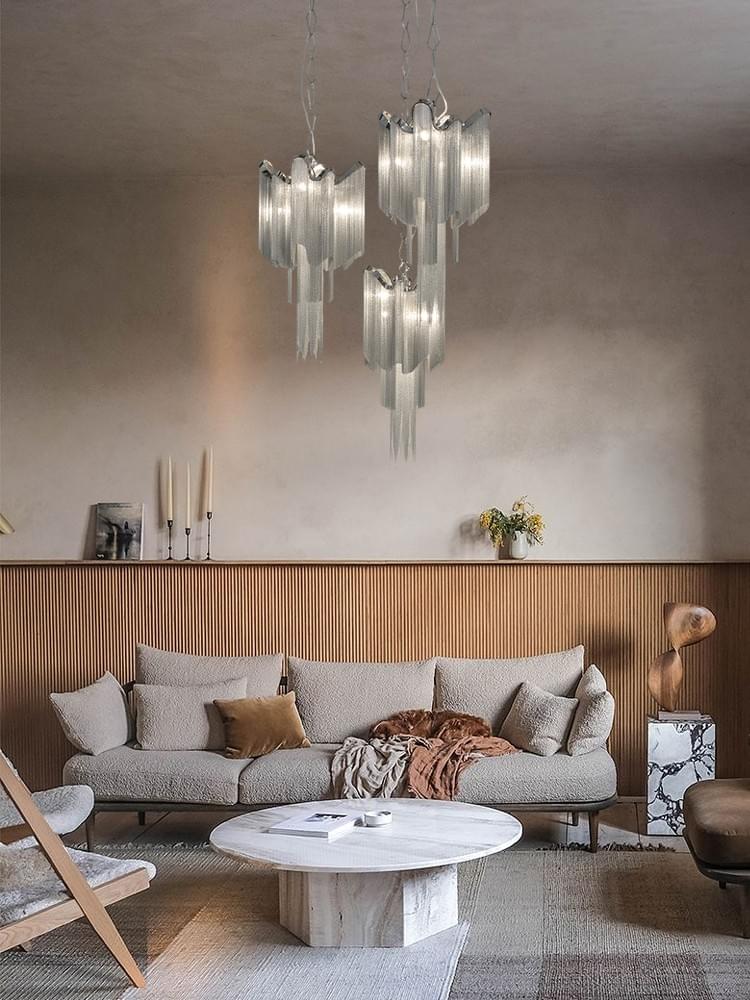 Modern Waterfall Pendant lights in Nickel Gold Black Nickel for Dining Room