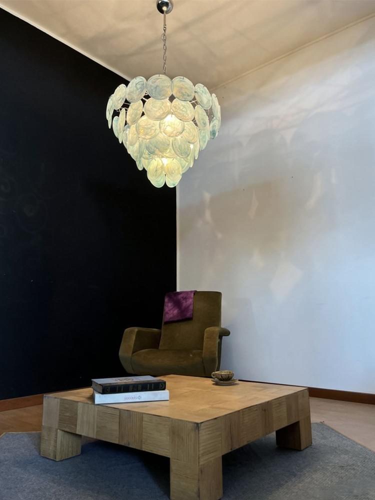 Modern Artistic Light Blue Glass Chandelier for Kitchen Island & Living Room