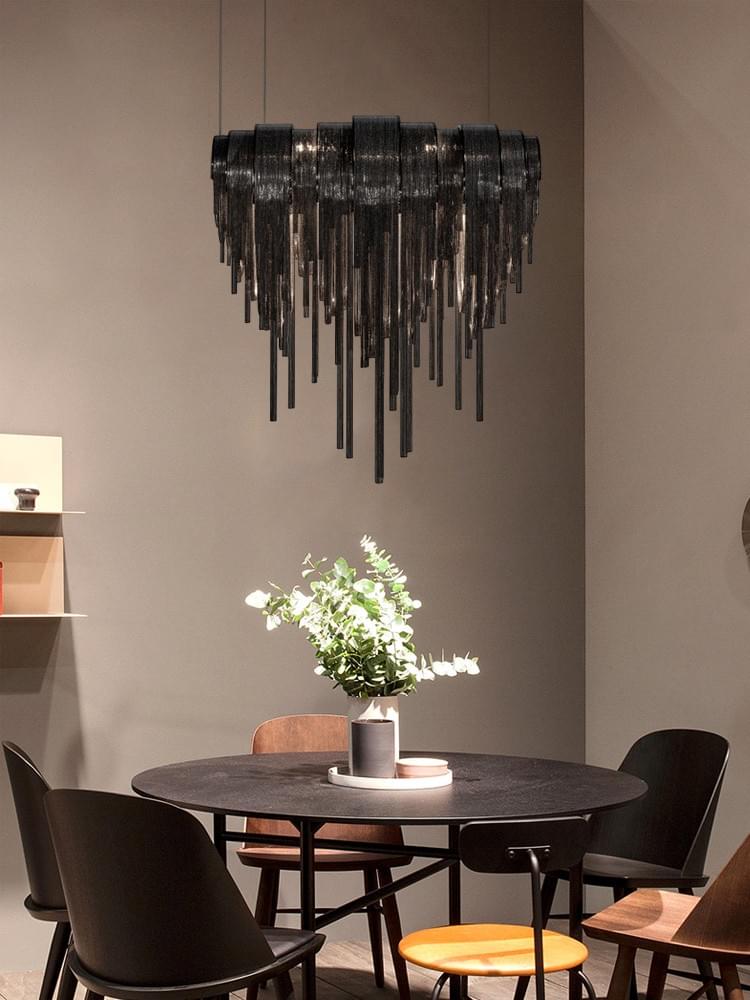 Modern Art Deco Style Metal Tassel Gold/Silver Chandelier for Luxury Living Room