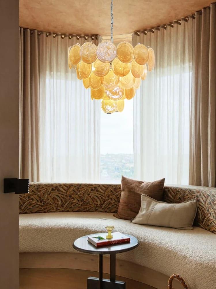 Mid-Century Modern Glass Chandelier Art Deco Hanging Lamp for Dining Room & Foyer