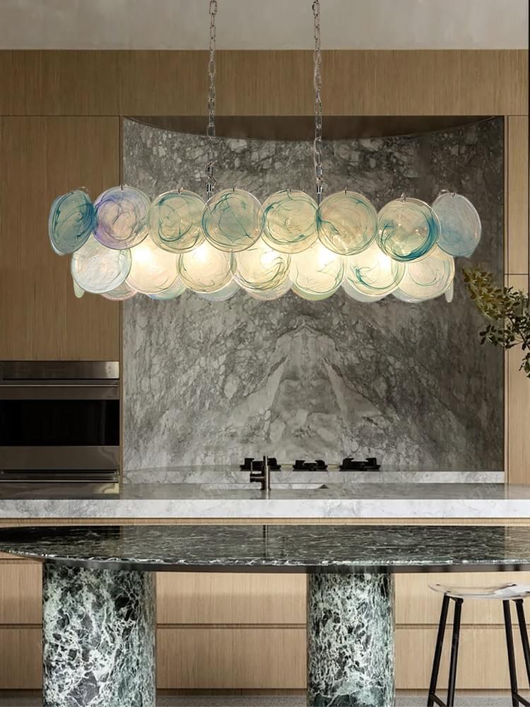 3/4/5 Layer Green Glass Pendant Colorful Living Room Lighting Fixture