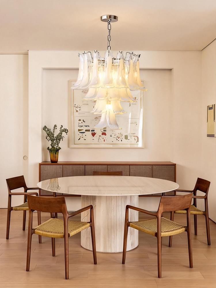 Cascading Petal Statement Chandelier - Modern Artistic Lighting for Living Rooms & Dining Areas