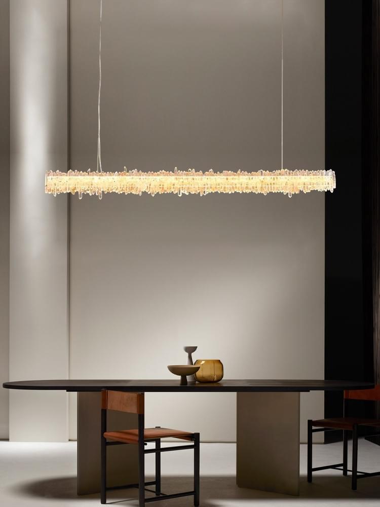 Large Modern Crystal Linear Pendant Lighti  for Kitchen Island - Adjustable Rod Fixtures