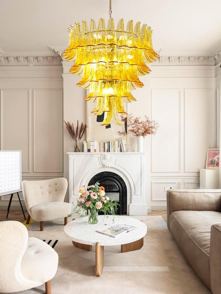 Luxury Living Room Chandelier Modern Murano Glass Petal Design for Dining Room & Foyer