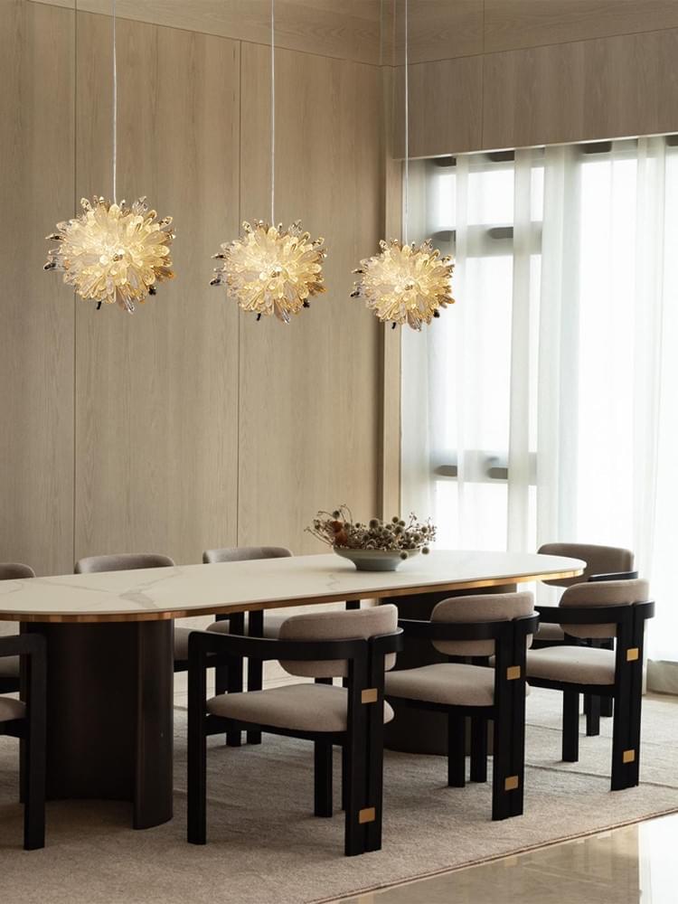 Unique Crystal Cluster Pendant Light-Adjustable Rod Hanging Pendant Light for Living Room & Bedroom