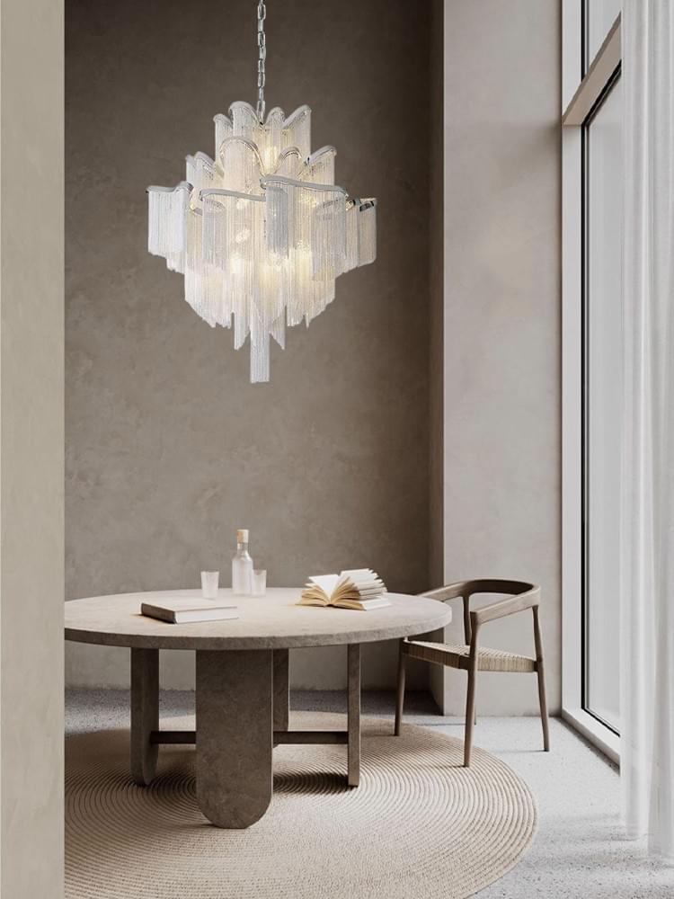 Modern Waterfall Ceiling Lamp in Nickel Gold Black Nickel for Dining Room