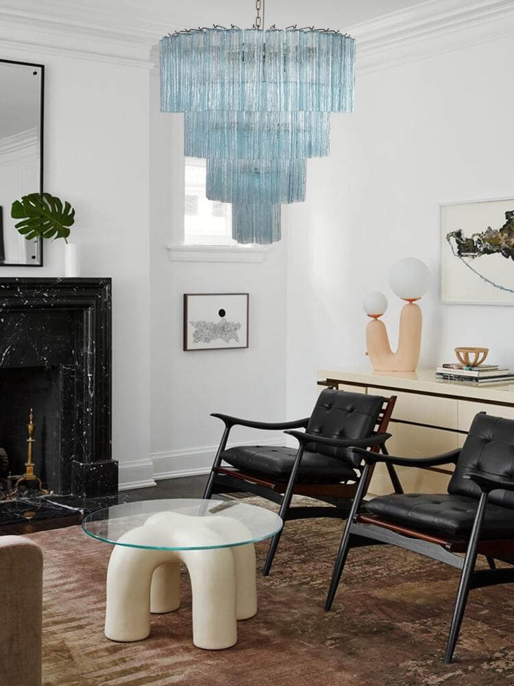 Murano 4-Tier Chandelier 78pcs Glass Crystal Ceiling Light Fixture for Luxury Dining Room