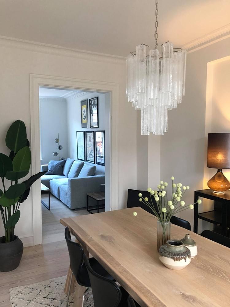 Modern Murano Crystal Pendant - 15 Handblown Glass waterfall Tubes for entrances